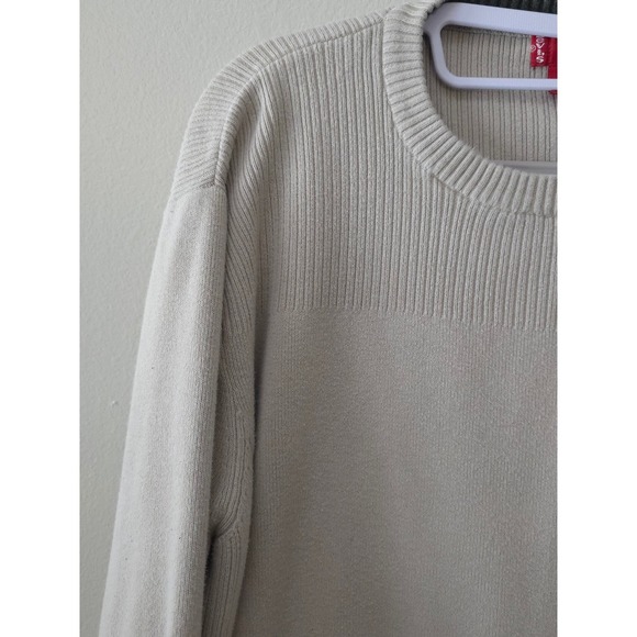 Levi's Crewneck Cotton Ribbed Knit Tan Preppy Sweater Mens Large - Picture 3 of 11